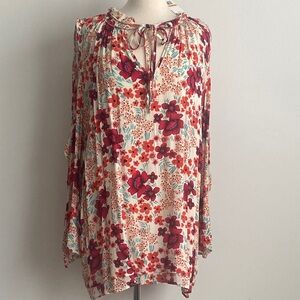 Jessica Simpson Cold Shoulder Bone White Floral Medley Blouse Size 3X
